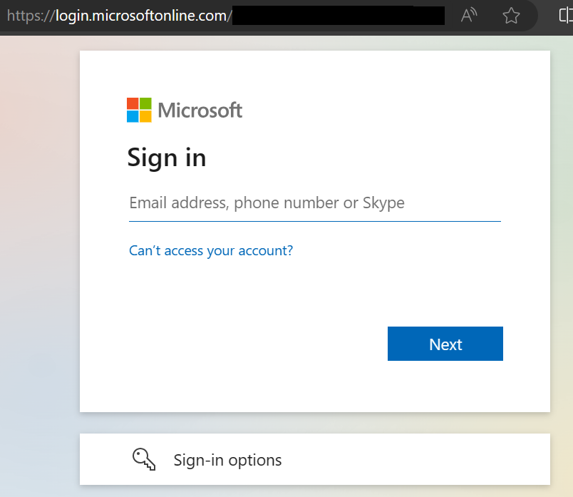 Screenshot of the SSO login page